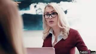 Teen stepdaughters had some trouble at work with her MILF boss